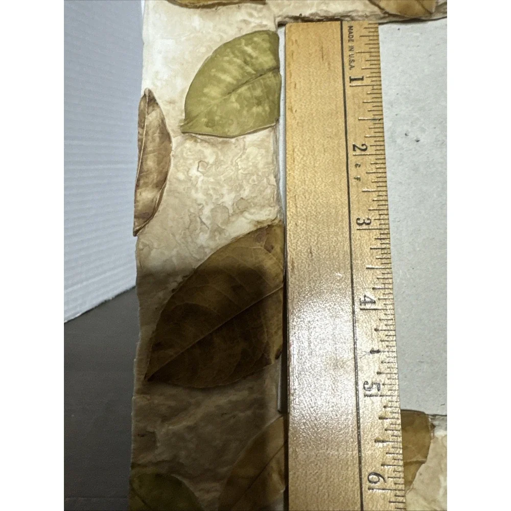 Decorative Rustic Primitive Textured Leaves faux stone Picture Frame 3.5